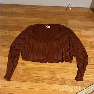 Brown/Maroon Long Sleeve Women's Top